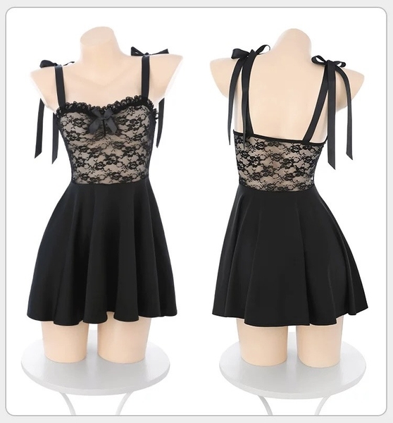 (CÓ BIG SIZE) Đầm ngủ nữ Ami Dress phối ren cột dây dáng xoè gợi cảm Bralettehousevn