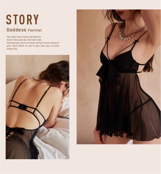 [KÈM QUẦN] Đầm váy ngủ nữ S2053 Dinase Dress cột nơ voan cao cấp Bralettehousevn