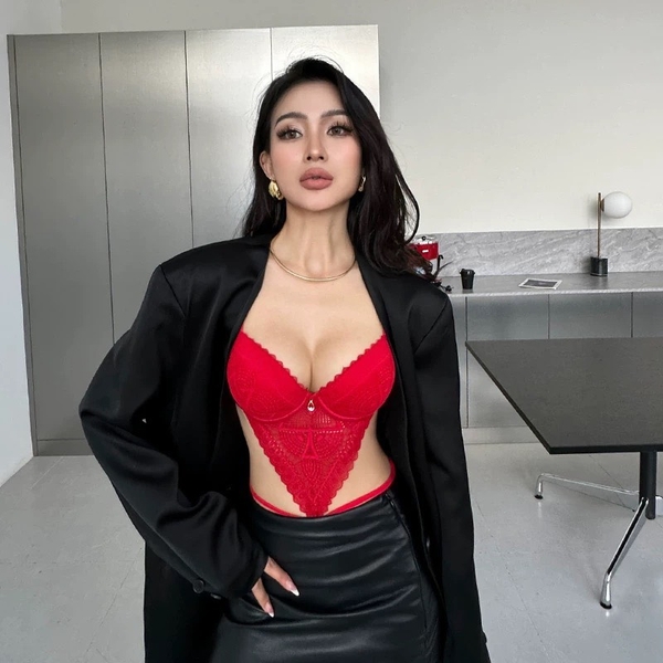 Bộ đồ liền thân có mút cao cấp Scandal Bodysuit S2385 mảng ren sang trọng gợi cảm quyến rũ Bralettehousevn