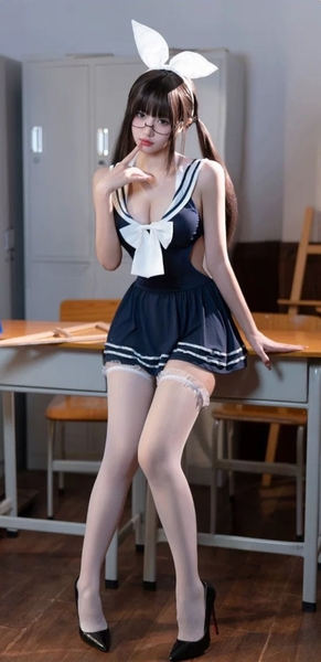 [Kèm cài] Bộ đồ cosplay nữ sinh Learning Set S2438 khoét lưng dáng váy ngắn xoè dễ thương trẻ trung gợi cảm Bralettehousevn