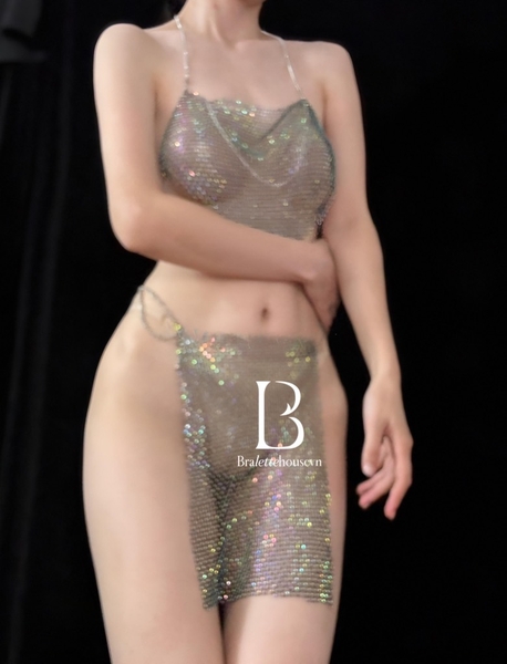 [💖LẤP LÁNH💖] Đầm váy ngủ nữ Little Star Set S2204 gợi cảm thu hút quyến rũ Bralattehousevn