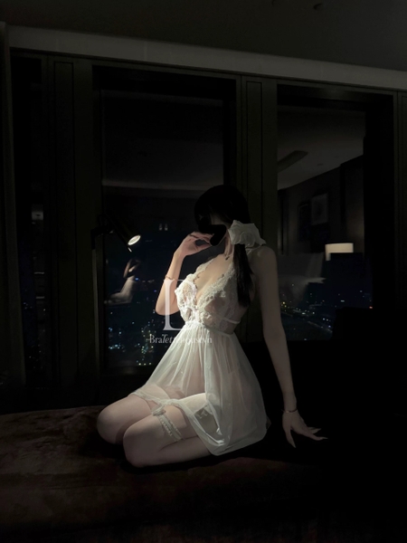 [HOT ITEMS] VÁY VOAN NGỦ NỮ KHOÉT LƯNG GỢI CẢM DÁNG XÒE PHỐI KÈM REN RUBATO DRESS S1178 Bralettehousevn