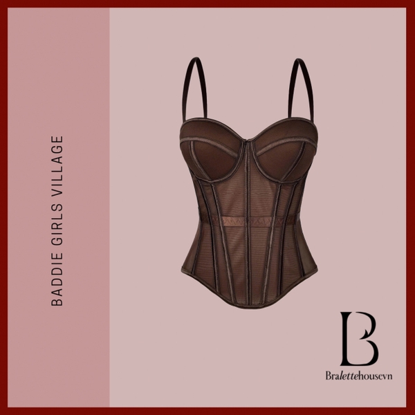 Áo corset nữ xuyên thấu cao cấp Solid Corset S2688 thời trang sang chảnh Bralettehousevn