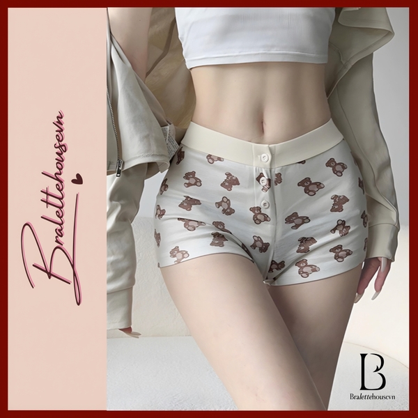 [CHE TÊN - 🔥TỐC] S2167 BEARY 𝘽𝙊𝙔𝙎𝙃𝙊𝙍𝙏 quần short cotton gấu mùa hè năng động thoáng mát loại 1 có nút Bralettehouse