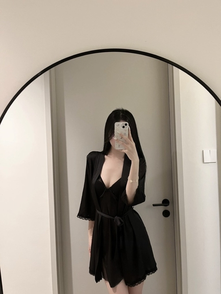 [CÓ MÚT ĐỆM] Đầm váy ngủ satin nữ Krixi Dress S2451 có gọng form xoè tiểu thư gợi cảm Bralettehousevn