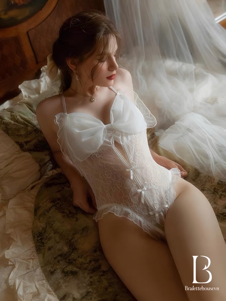 Bộ đồ liền thân nữ nơ Lilia Bodysuit S1846 ren voan cao cấp khoét đáy Bralettehousevn