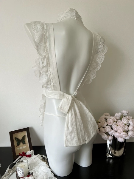 [KÈM PHỤ KIỆN] Apron Maid Set S2399 đồ hầu gái đính nơ đỏ đáng yêu gợi cảm quyến rũ Bralettehousevn