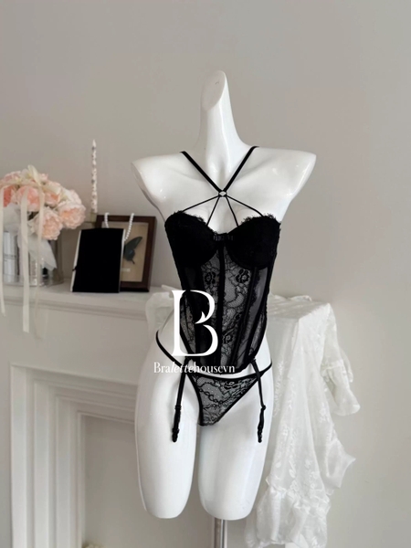 HOT HIT Lisa Corset S2574 kèm quần nữ tính quyến rũ điểm nhấn dây trước ngực siêu tôn dáng Bralettehousevn