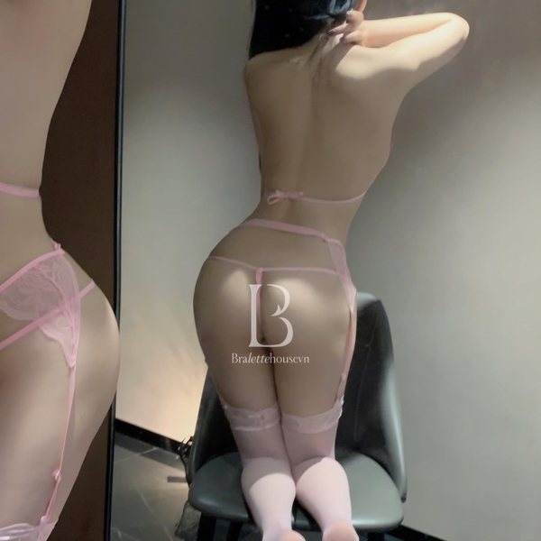 (Kèm kẹp vớ) Set đồ lót ren 3 món Erica Set S1962 gợi cảm cho nữ khoét đáy Bralettehousevn