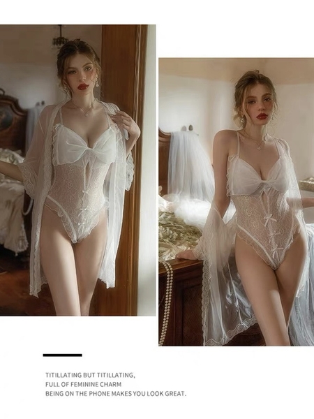 Bộ đồ liền thân nữ nơ Lilia Bodysuit S1846 ren voan cao cấp khoét đáy Bralettehousevn