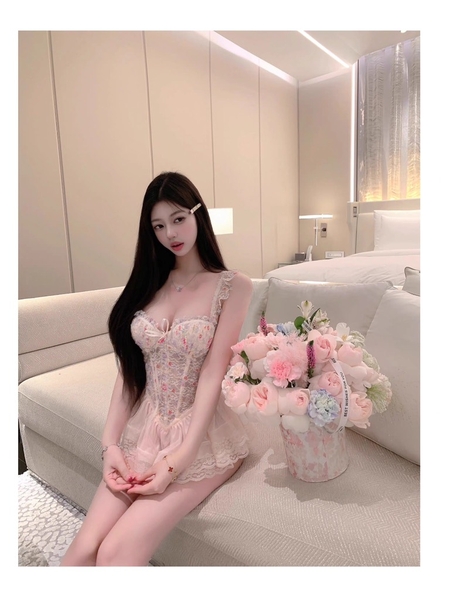 Đầm váy nữ Lux Corset S2439 phối hoa phong cách balletcore dáng corset có xương định hình phối bèo thiên thần tiểu thư nữ tính Bralettehousevn