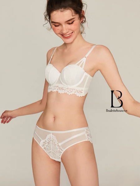 Set đồ lót nữ Sachi set S1632 có gọng và mút nâng ngực phối ren dáng cúp ngang Bralettehousevn