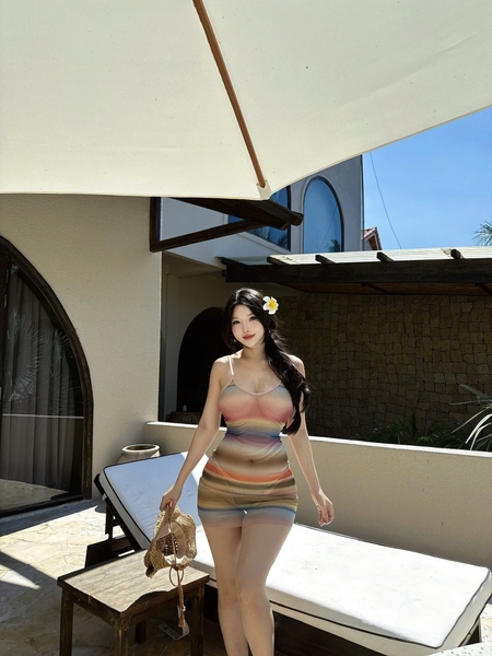 S2130 Selena Dress Đầm ngủ ombre phối màu sắc tôn da mỏng xuyên thấu Bralettehousevn