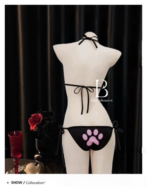 Bộ đồ lót Big Meow Set S2543 không gọng không mút gợi cảm đáng yêu kèm quần cột dây Bralettehousevn