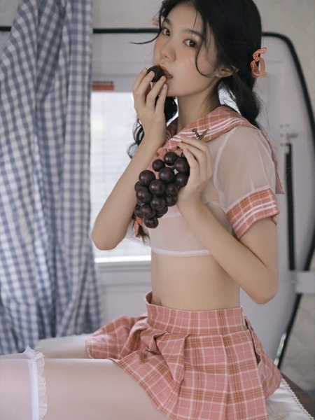 (Tặng vớ) Bộ đồ hoá trang Nữ sinh trong suốt S506 chất tơ cao cấp Bralettehousevn