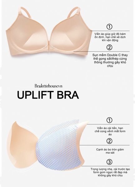 [THÊ HỆ MỚI] Uplift Bra S2394 áo lót nữ cài trước push up tạo khe cao cấp bề mặt trơn BralettehousevnUplift Bra