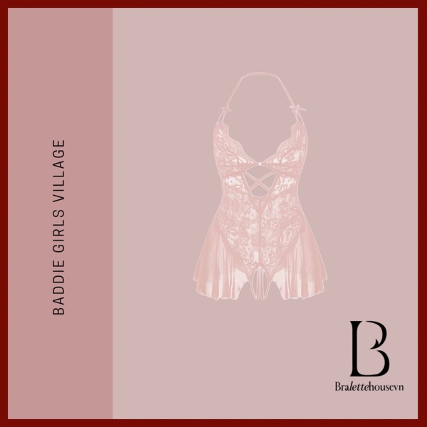 Bộ đồ liền thân ren Jime Bodysuit S2573 xẻ đáy kết hợp voan xoè nhẹ cut out nữ tính quyến rũ gợi cảm Bralettehousevn