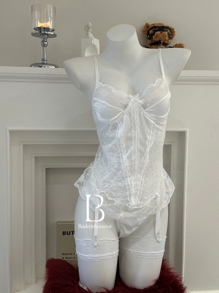 [Có dây đai] Only Set S2307 bộ đồ dáng corset phối ren mềm kèm quần gợi cảm quyến rũ Bralettehousevn