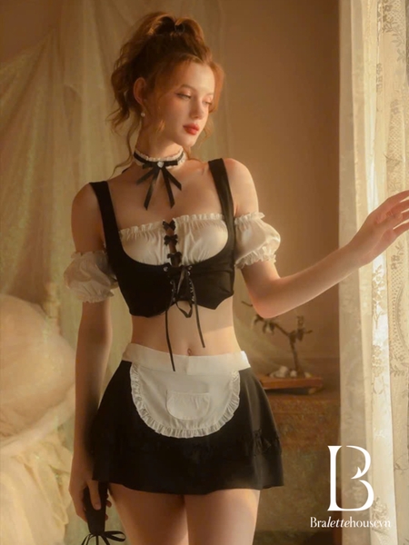 Bộ đồ cosplay hầu gái Hippie Set S2680 kèm phụ kiện gợi cảm quyến rũ Bralettehousevn