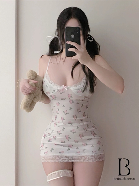 (CHE TÊN- TẶNG TẤT) 𝗦𝟮𝟬𝟴𝟱 𝗟𝗲𝗶𝗹𝗮𝗻𝗶 𝗗𝗿𝗲𝘀𝘀 đầm ngủ hoa nhí gợi cảm quyến rũ chất thun tôn dáng tiểu thư nữ Bralettehousevn