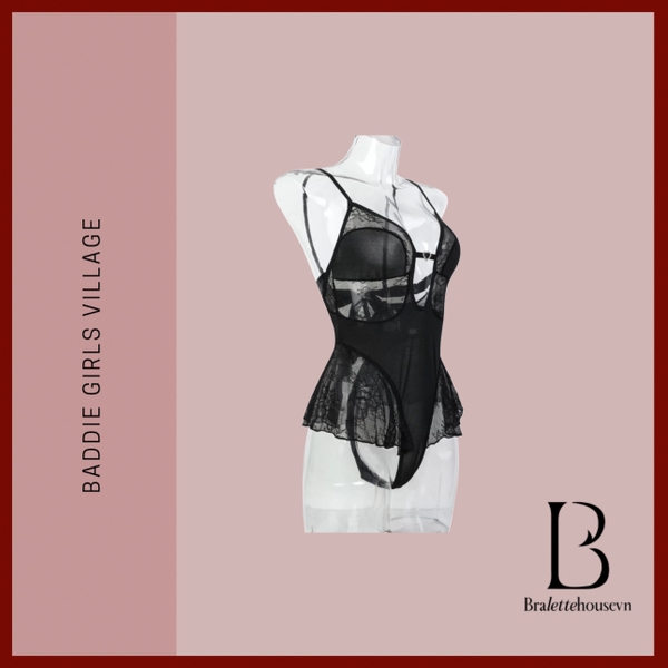 Bộ đồ liền thân nữ Juvela Bodysuit S2455 có mút đệm khoen lấp lánh cột nơ nữ tính quyến rũ Bralettehousevn