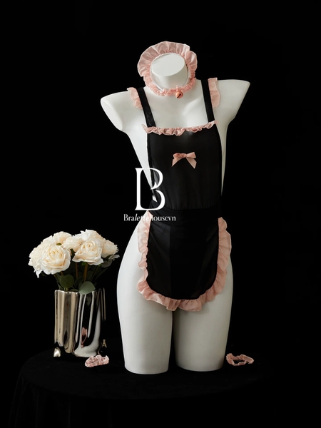 Bộ đồ hoá trang hầu gái Flirty Maid S2643 xẻ tà dài gợi cảm xuyên thấu kèm phụ kiện Bralettehousevn