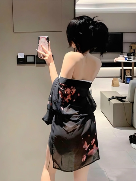 [ẢNH THẬT] Set váy ngủ S1845 Fly Yukata kèm phụ kiện và đai Bralettehousevn