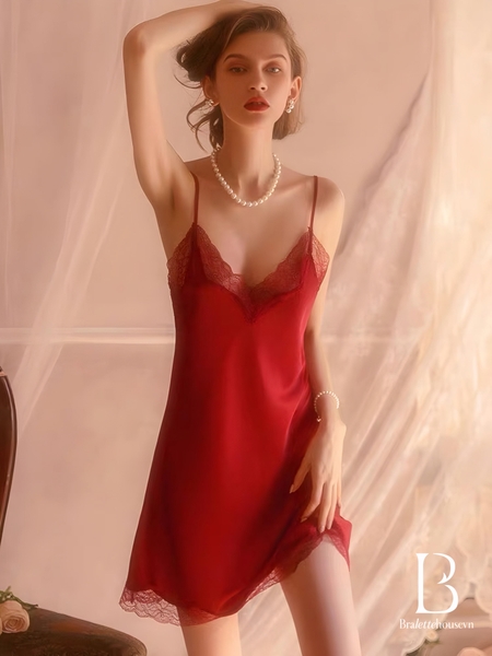 [𝐂𝐡𝐞 𝐭𝐞̂𝐧 - 🔥𝐇𝐨𝐚̉ 𝐭𝐨̂́𝐜]  S1861 SIMPLE ME DRESS đầm váy ngủ nữ lụa satin cao cấp Bralettehousevn