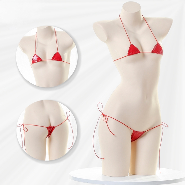 Set đồ lót tiny da PU cột dây 2 mảnh Qiana Set S2533 gợi cảm táo bạo Bralettehousevn