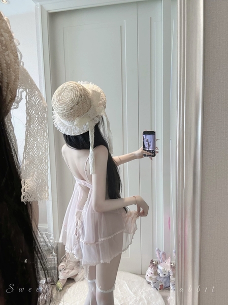 Đầm váy ngủ nữ cao cấp có gọng Qeqe Dress S2652 xuyên thấu phối ren bèo nữ tính tiểu thư gợi cảm Bralettehousevn