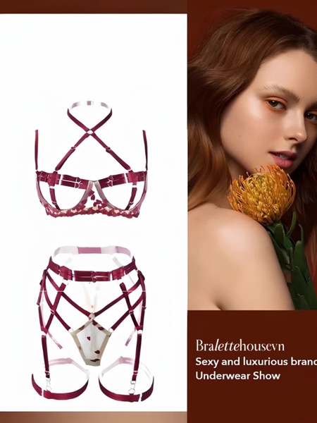 [KÈM ĐAI] Bộ đồ lót Many Set S2503 tông đỏ phối màu quyến rũ gợi cảm táo bạo Bralettehousevn