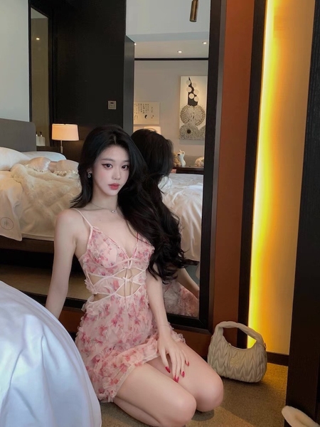 Đầm váy ngủ nữ cao cấp Teasing Dress S2450 chất hoa form xoè tiểu thư xinh xắn Bralettehousevn