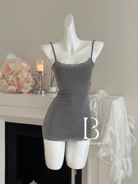 Đầm váy ngủ nữ cotton Modest Dress S2568 thấm hút thoải mái co giãn phối viền ren nữ tính ôm sát Bralettehousevn