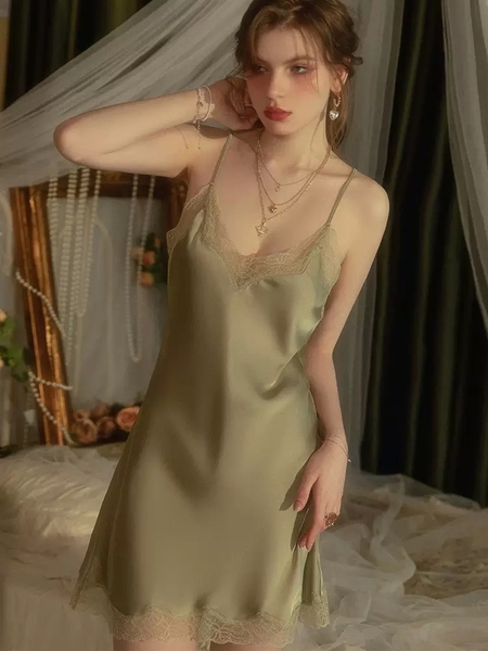 [𝐂𝐡𝐞 𝐭𝐞̂𝐧 - 🔥𝐇𝐨𝐚̉ 𝐭𝐨̂́𝐜]  S1861 SIMPLE ME DRESS đầm váy ngủ nữ lụa satin cao cấp Bralettehousevn