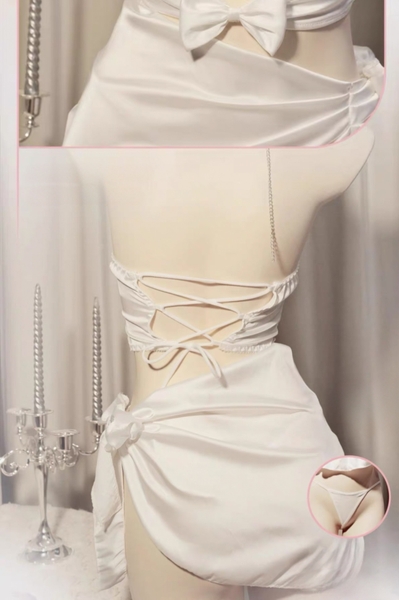 [𝐂𝐡𝐞 𝐭𝐞̂𝐧 - 🔥𝐇𝐨𝐚̉ 𝐭𝐨̂́𝐜 ] DARRIN SET S1820 Váy đầm ngủ nữ satin lụa có mút cao cấp phối nơ sang trọng Bralettehousevn