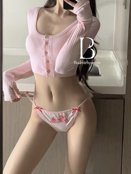 Quần lót nữ cotton Arbie Panties Q2248 in chữ phối dây thấm hút tốt Bralettehousevn