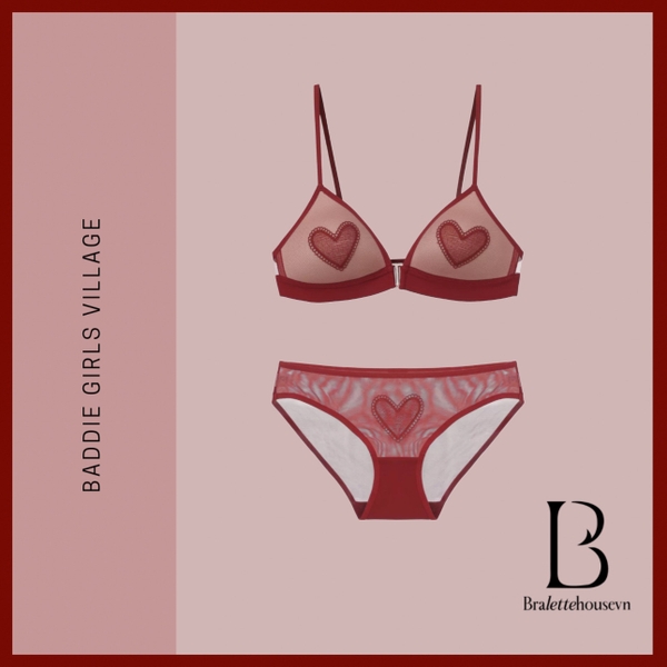 Bộ đồ lót có mút  mỏng Gege Set S2650 trái tim nổi bật gợi cảm Bralettehousevn