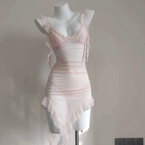 [HOT HIT] Đầm váy ngủ nữ Felicity Dress S2425 cao cấp có sẵn mút xuyên thấu voan rũ trendy Bralettehousevn