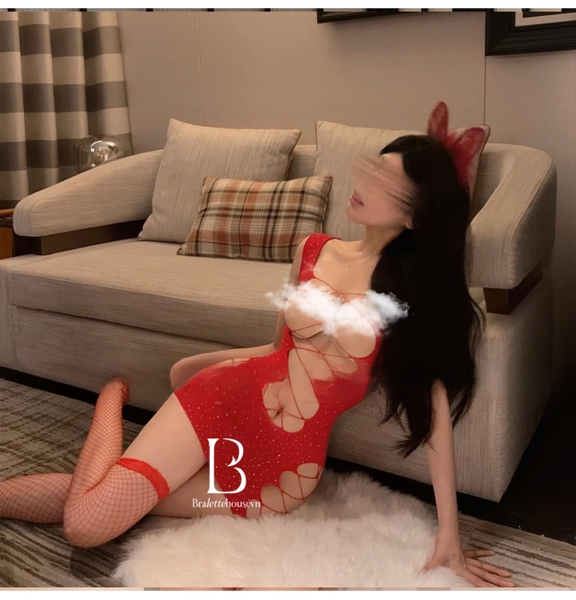 (Kèm găng tay) TẤT/ VỚ BODY cho nữ co giãn tốt COBWEB BODYSTOCK PK1566 đính đá cut out gợi cảm ôm sát quyến rũ Bralettehousevn