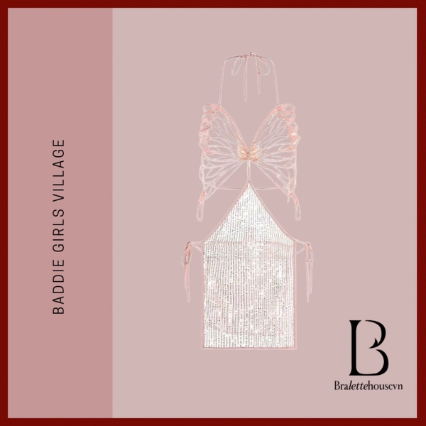 Đầm váy ngủ nữ cột dây Ethereal Dress S2678 cánh bướm lấp lánh kim sa nữ tính quyến rũ Bralettehousevn