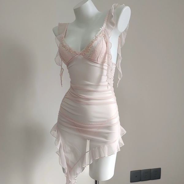 [HOT HIT] Đầm váy ngủ nữ Felicity Dress S2425 cao cấp có sẵn mút xuyên thấu voan rũ trendy Bralettehousevn