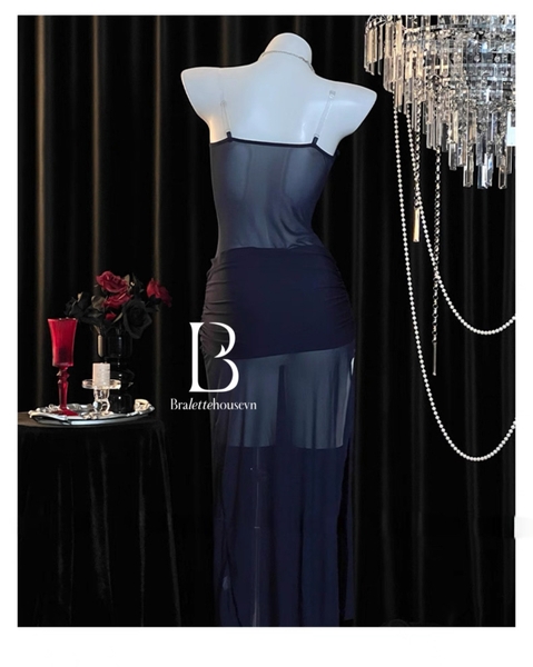 Đầm váy ngủ dài xuyên thấu Bold Dress S2645 phối khoen tim xẻ tà tôn dáng gợi cảm Bralettehousevn