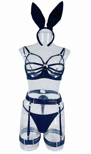 [KÈM CÀI] Set đồ lót thỏ 🐰 Minilop Set S2388 chất da PU táo bạo kèm quần đuôi thỏ và cài gợi cảm quyến rũ Bralettehousevn