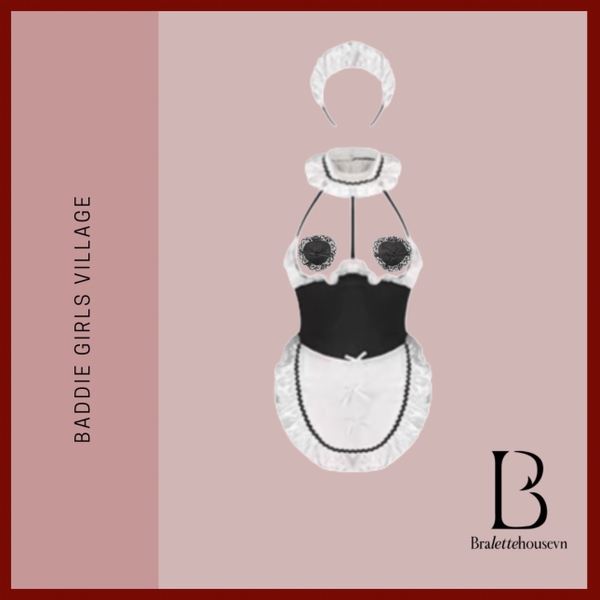 [KÈM PHỤ KIỆN] Set đồ cosplay hầu gái FuFu Maid S2520 (kèm dán ti) gợi cảm táo bạo quyến rũ Bralettehousevn