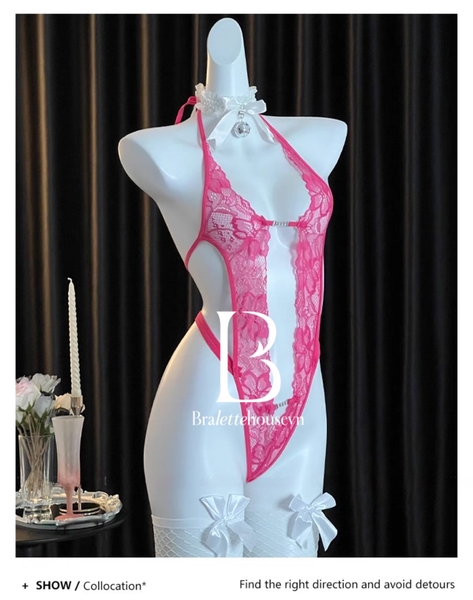 [𝐂𝐡𝐞 𝐭𝐞̂𝐧-🔥𝐡𝐨𝐚̉ 𝐭𝐨̂́𝐜] Bộ đồ liền thân S2086 RIZE BODYSUIT ren xuyên thấu Bralettehousevn