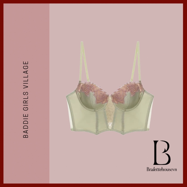 Áo toplette satin cao cấp Zinnia Corset thêu hoa chỉ nổi sang trọng gợi cảm mùa hè Bralettehousevn