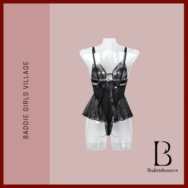 Bộ đồ liền thân nữ Juvela Bodysuit S2455 có mút đệm khoen lấp lánh cột nơ nữ tính quyến rũ Bralettehousevn