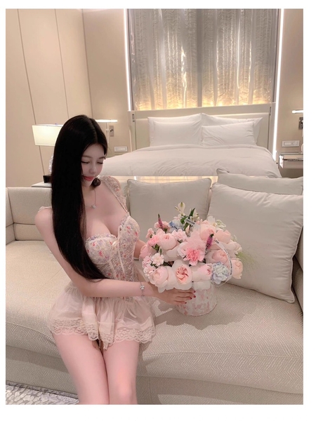 Đầm váy nữ Lux Corset S2439 phối hoa phong cách balletcore dáng corset có xương định hình phối bèo thiên thần tiểu thư nữ tính Bralettehousevn