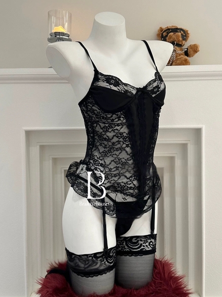 [Có dây đai] Only Set S2307 bộ đồ dáng corset phối ren mềm kèm quần gợi cảm quyến rũ Bralettehousevn