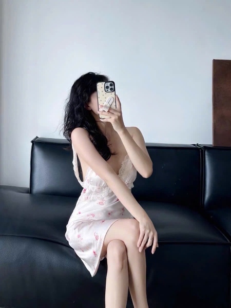 Đầm váy ngủ satin cao cấp Blomma Dress S2630 in hoa mềm mại phối ren sang trọng nữ tính Bralettehousevn